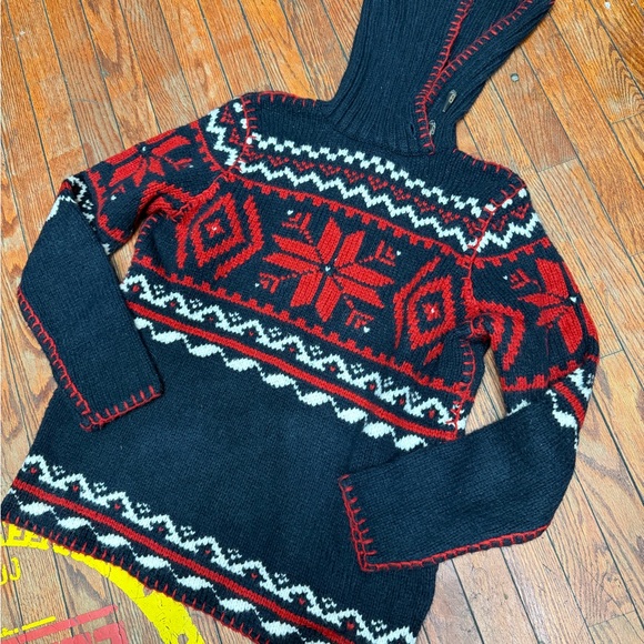 Polo by Ralph Lauren Black and Red Cowl Neck Sweater